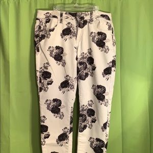 Black and White Floral Jeans